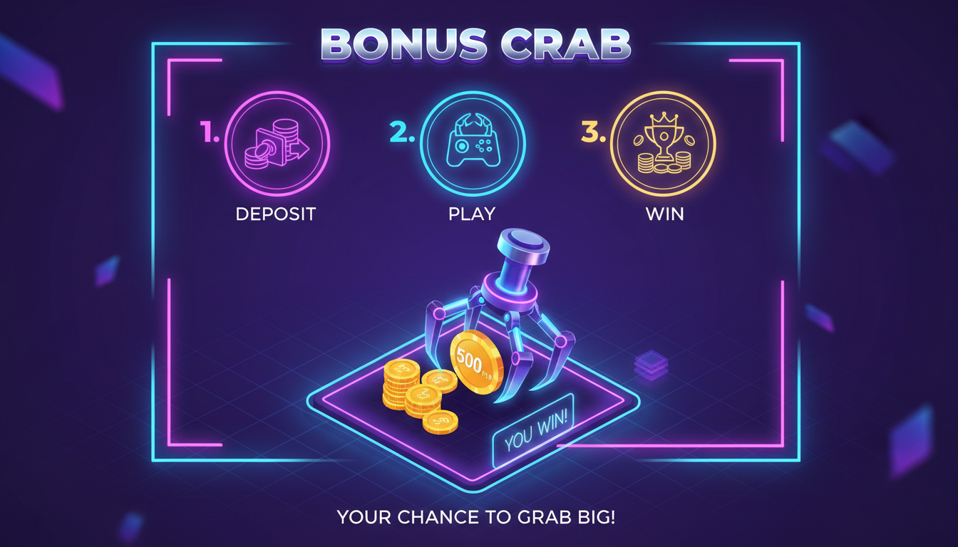 Infografika pokazująca proces aktywacji Bonus Crab w kasynie