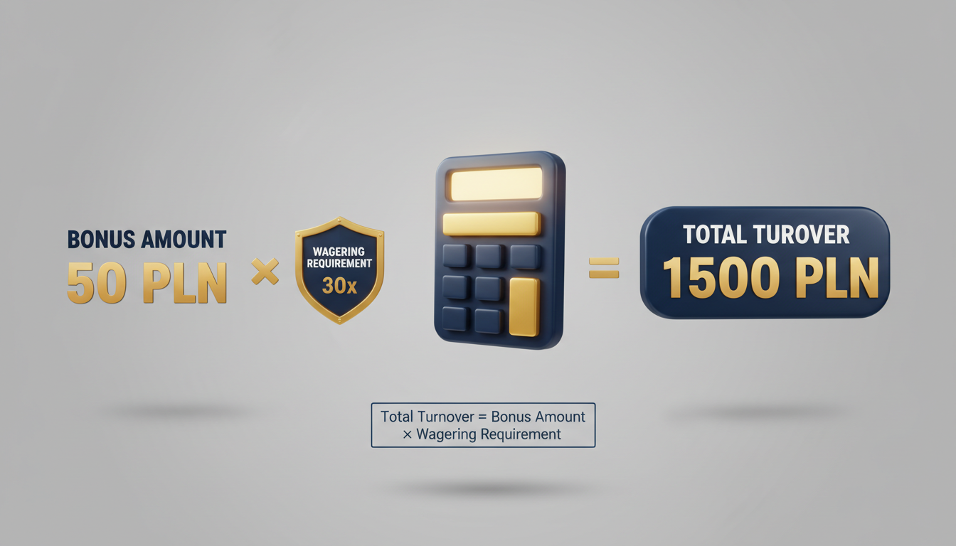 Infografika przedstawiająca obliczenia obrotu bonusem w kasynie